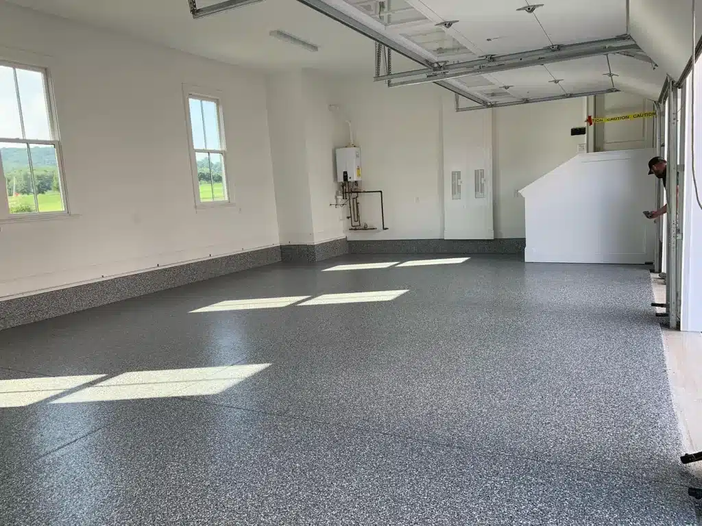 Polyaspartic Coated Wombat Flake Garage floor in Brentwood, TN Brentwood project page